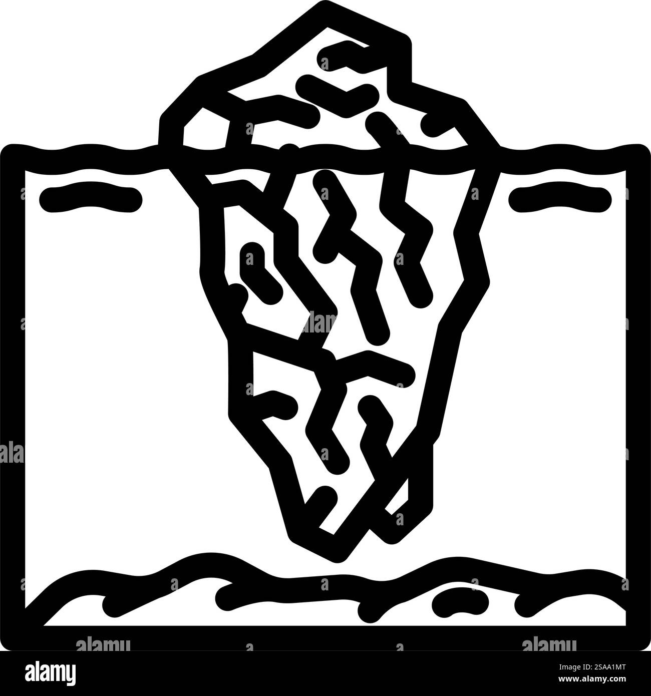Iceberg Naturphänomene Linie Symbol Vektor. Eisberg-Naturphänomene-Zeichen. Schwarze Abbildung des isolierten Kontursymbols. Iceberg Naturphänomene Linie Symbol Vektor Illustration Stock Vektor