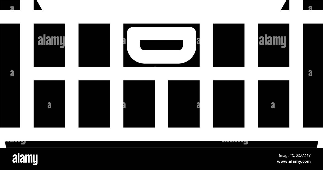 Box Kunststoffverpackung Glyphe Symbol Vektor. Verpackungsschild aus Kunststoff. Isolierte Symboldarstellung. Box Kunststoffverpackung Glyphe Symbol Vektor Illustration Stock Vektor