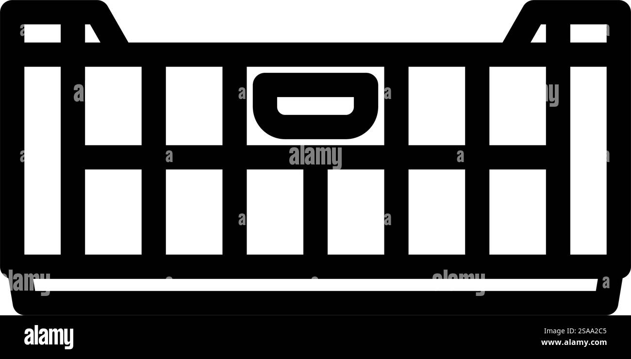 Box Kunststoffverpackung Linie Symbol Vektor. Verpackungsschild aus Kunststoff. Schwarze Abbildung des isolierten Kontursymbols. Box Kunststoffverpackung Linie Symbol Vektor Illustration Stock Vektor