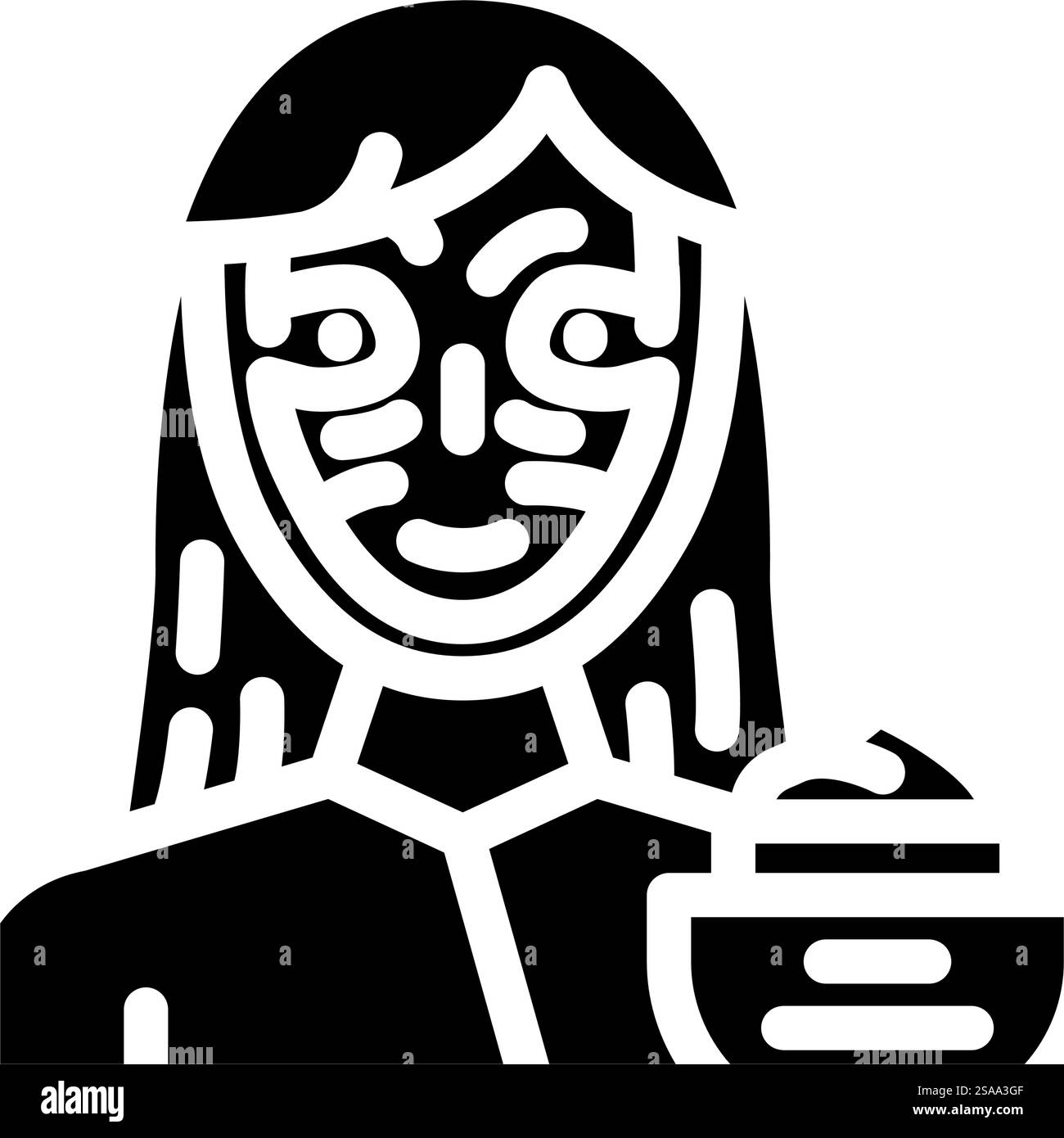 Tonmaske Spa Therapie Behandlung Glyphe Icon Vektor. Tonmaske Spa-Therapiezeichen. Isolierte Symboldarstellung. Ton Maske Spa Therapie Behandlung Glyphe Symbol Vektor Illustration Stock Vektor