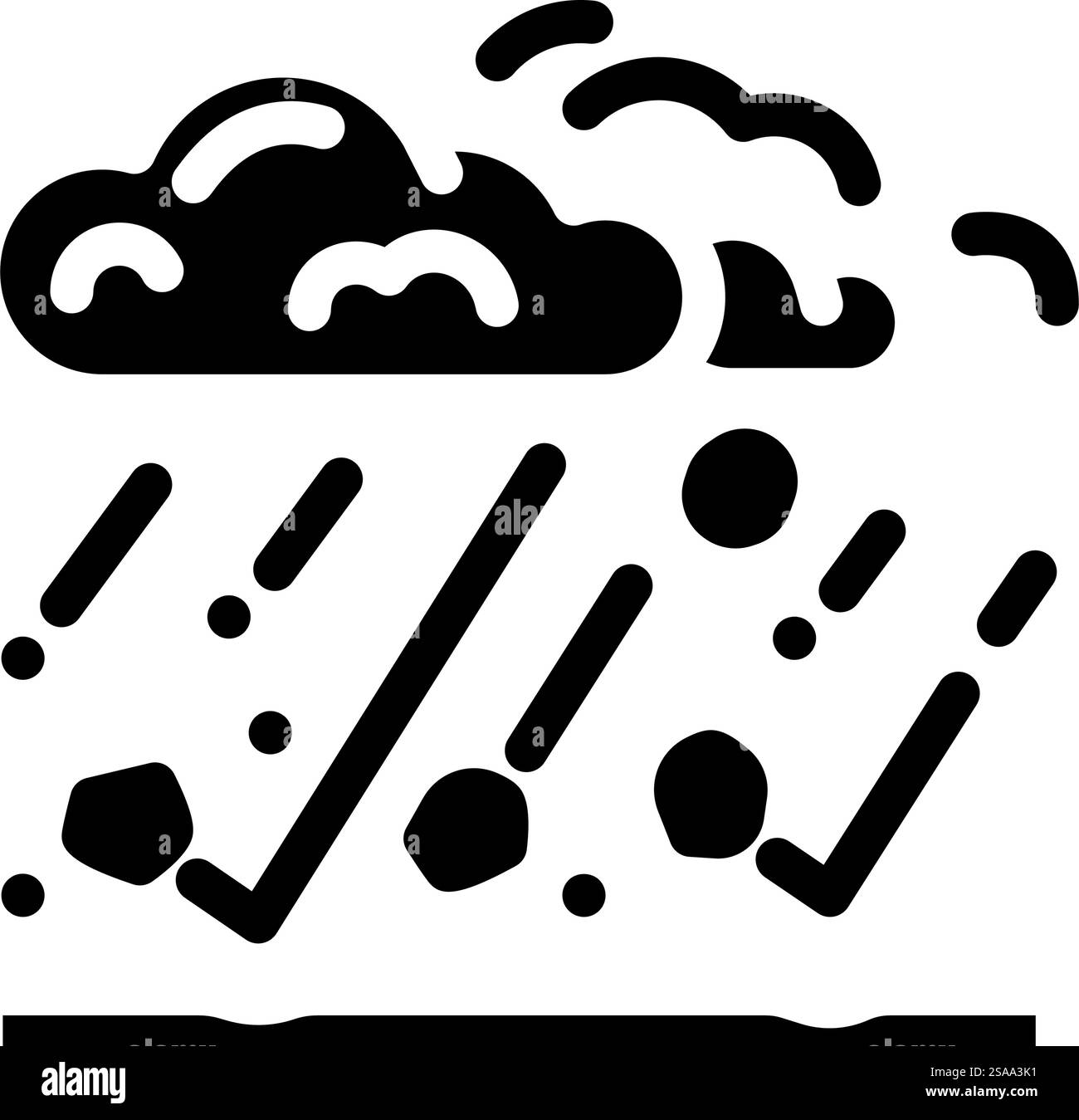 Hagelsturm Naturphänomene Glyphe Icon Vektor. Hagelsturm-Naturphänomene-Zeichen. Isolierte Symboldarstellung. Hagelsturm Naturphänomene Glyphe Icon Vektor Illustration Stock Vektor