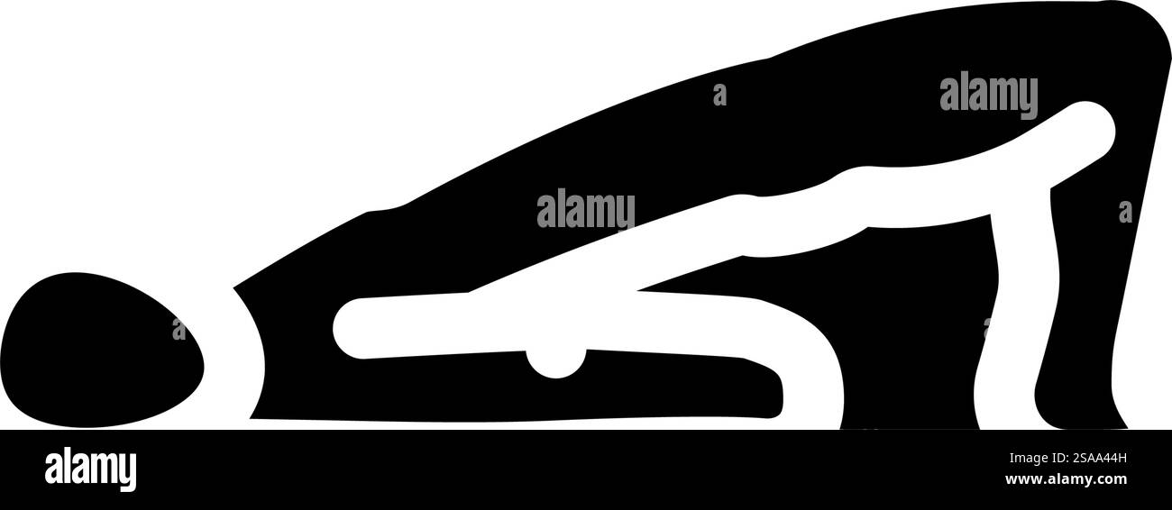 Bridge Pose setu Bandhasana Yoga Glyph Icon Vektor. Bridge Pose setu Bandhasana Yoga Zeichen. Isolierte Symboldarstellung. Bridge Pose setu Bandhasana Yoga Glyph Icon Vektor Illustration Stock Vektor