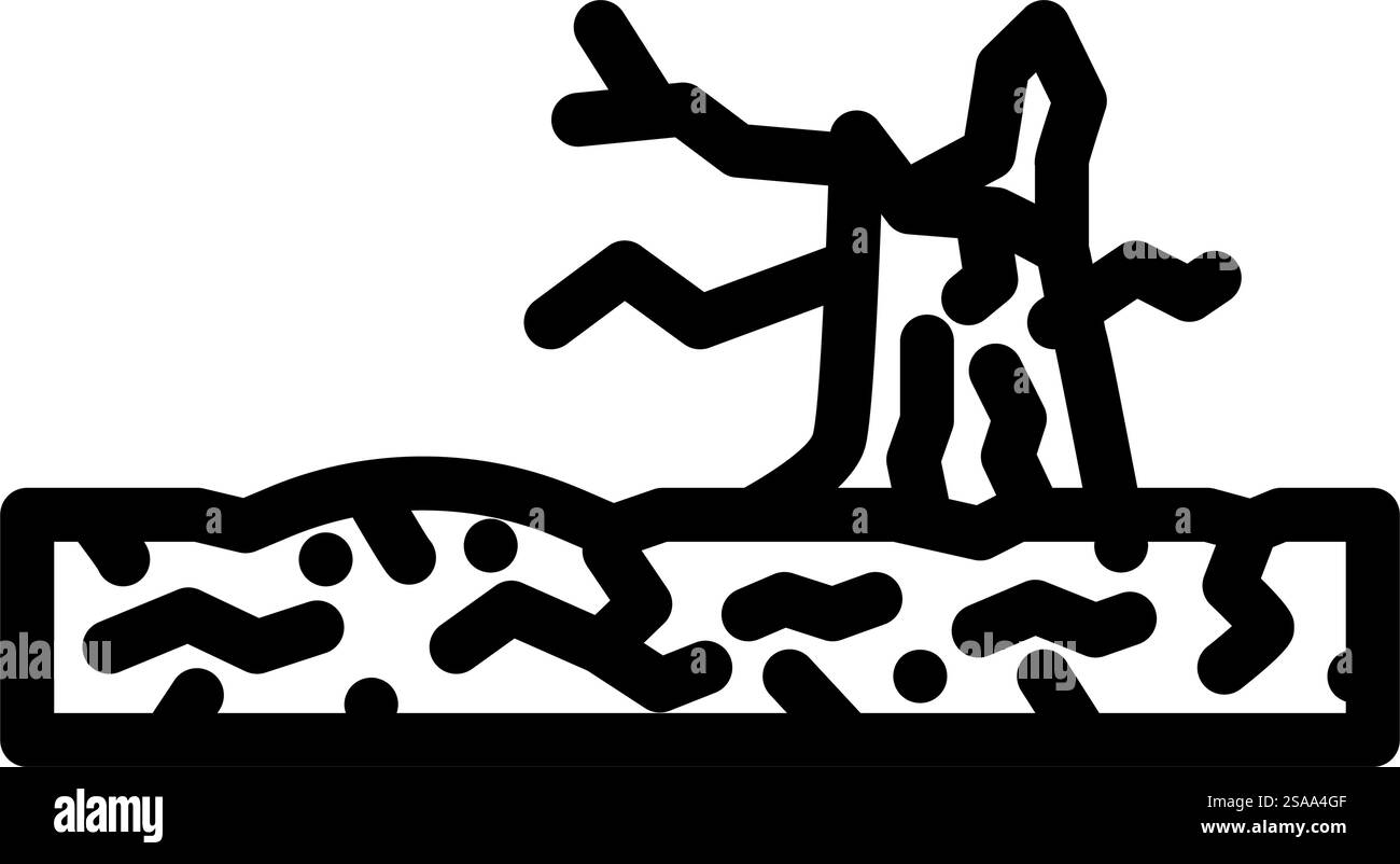 Dürre natürliche Phänomene Linie Symbol Vektor. Dürre-Naturphänomene-Zeichen. Schwarze Abbildung des isolierten Kontursymbols. Dürre natürliche Phänomene Linie Symbol Vektor Illustration Stock Vektor