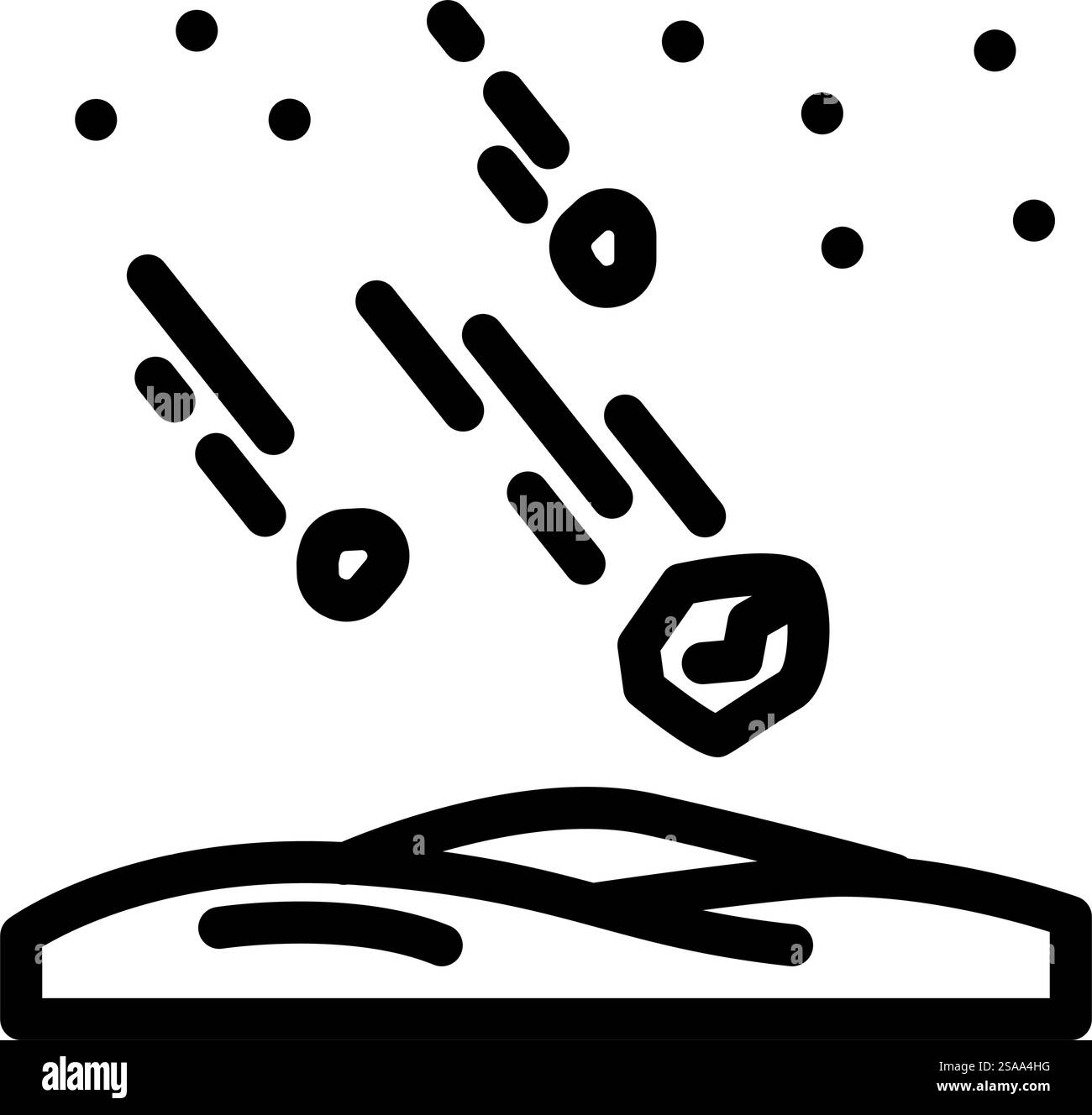 Meteor-Dusche natürliche Phänomene Linie Icon Vektor. Meteorschauer Naturphänomene Zeichen. Schwarze Abbildung des isolierten Kontursymbols. Meteor-Dusche natürliche Phänomene Linie Symbol Vektor Illustration Stock Vektor