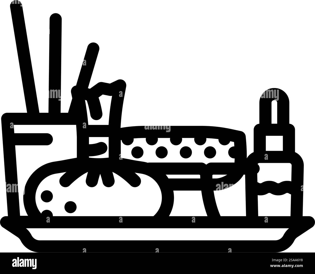 Öltherapie ayurveda Linie Symbol Vektor. Öltherapie ayurveda-Zeichen. Schwarze Abbildung des isolierten Kontursymbols. Öltherapie ayurveda Linie Symbol Vektor Illustration Stock Vektor