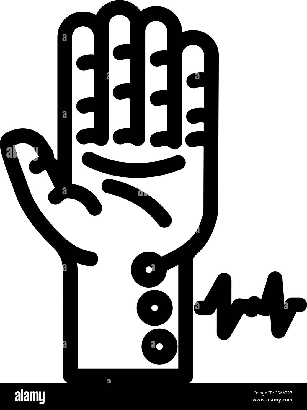 Pulsdiagnose ayurveda-Liniensymbolvektor. Pulsdiagnostik ayurveda-Zeichen. Schwarze Abbildung des isolierten Kontursymbols. Pulsdiagnose ayurveda-Linie Symbol Vektor-Illustration Stock Vektor