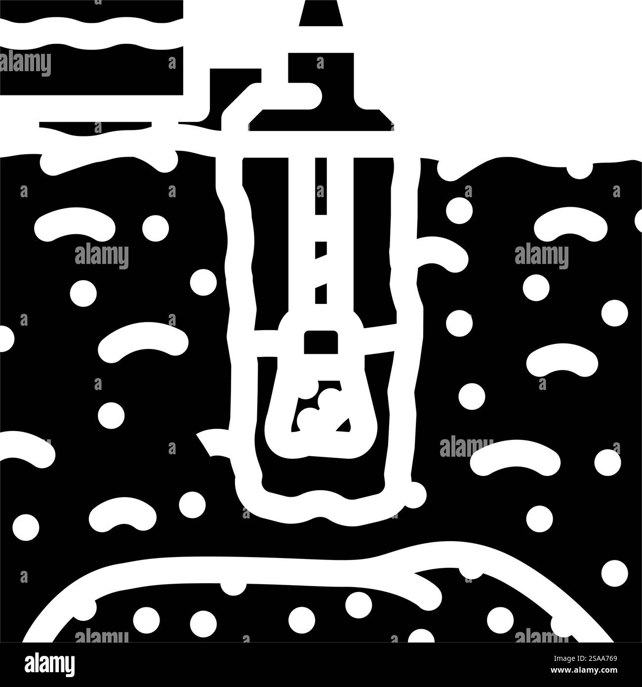 Symbolvektor für Bohrflüssigkeiten. Schild für Bohrflüssigkeiten. Isolierte Symboldarstellung. Bohren Flüssigkeiten Glyphe Symbol Vektor Illustration Stock Vektor