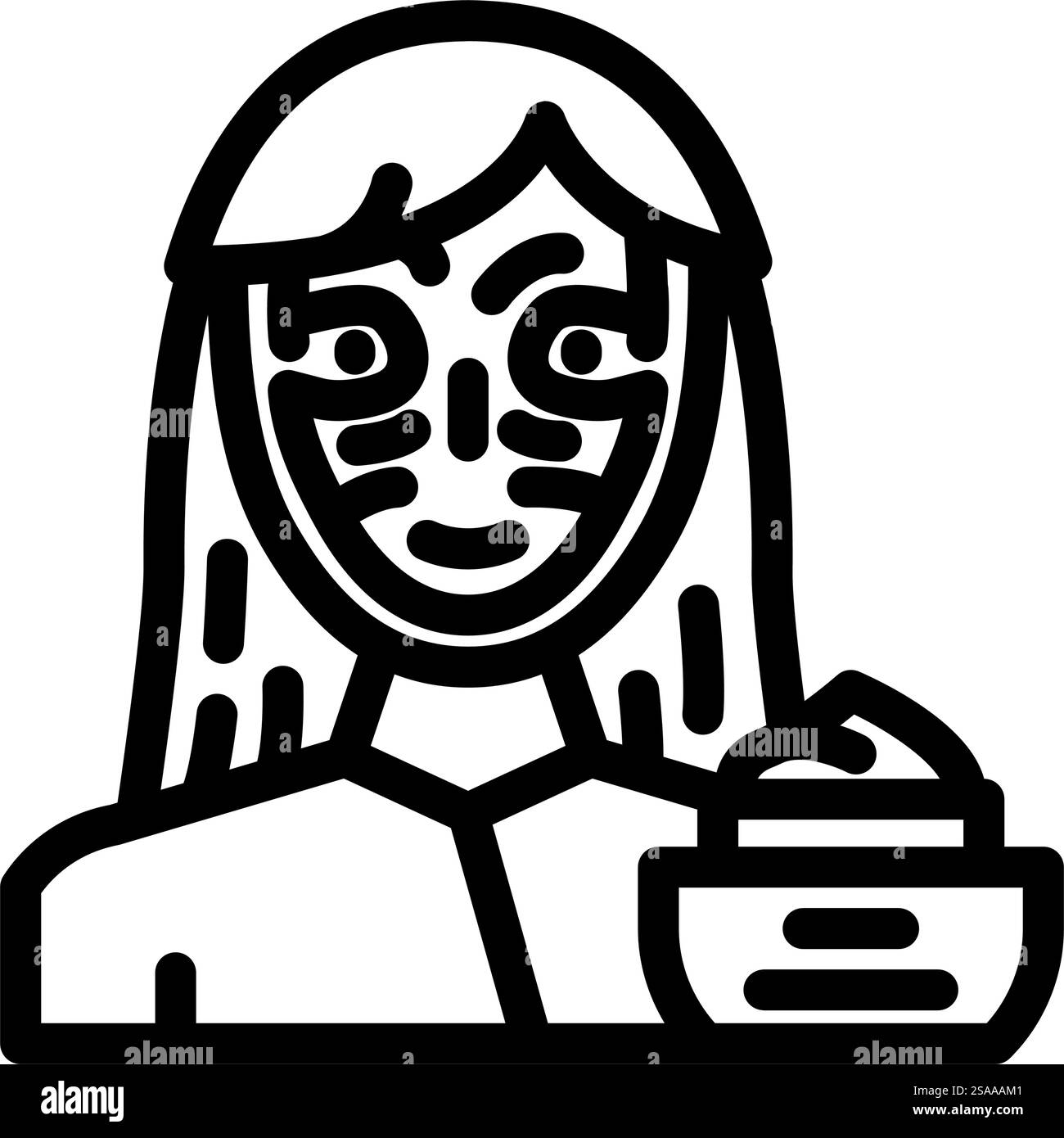 Tonmaske Spa Therapie Behandlungslinie Symbol Vektor. Tonmaske Spa-Therapiezeichen. Schwarze Abbildung des isolierten Kontursymbols. Tonmaske Spa-Therapie Behandlungslinie Symbol Vektor Illustration Stock Vektor