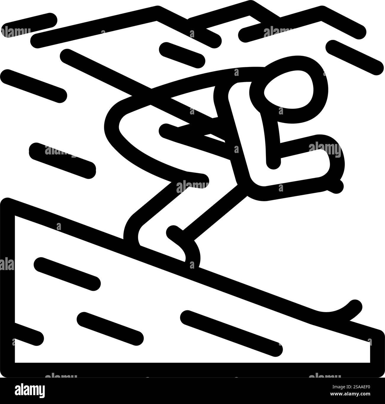 alpinski Wintersport Linie Symbol Vektor. alpinski Wintersportschild. Schwarze Abbildung des isolierten Kontursymbols. alpinski Wintersport Linie Symbol Illustration Stock Vektor