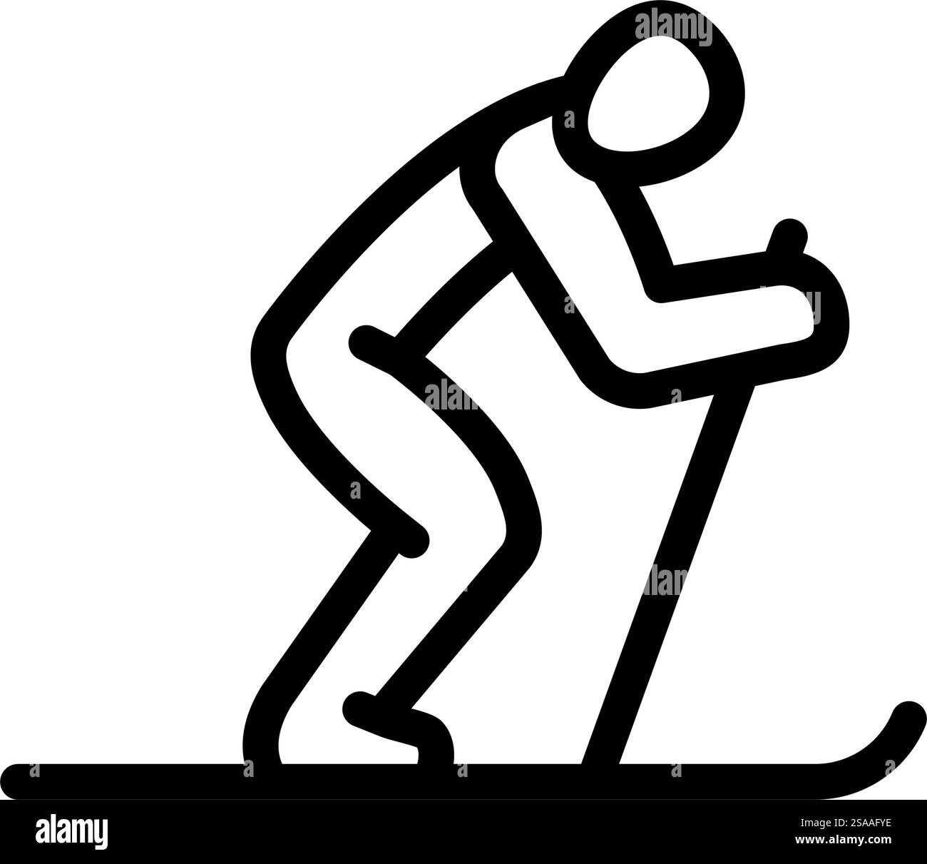 Skifahren Wintersport Linie Symbol Vektor. Skifahren Wintersport Schild. Schwarze Abbildung des isolierten Kontursymbols. Skifahren Winter Sport Linie Symbol Vektor Illustration Stock Vektor