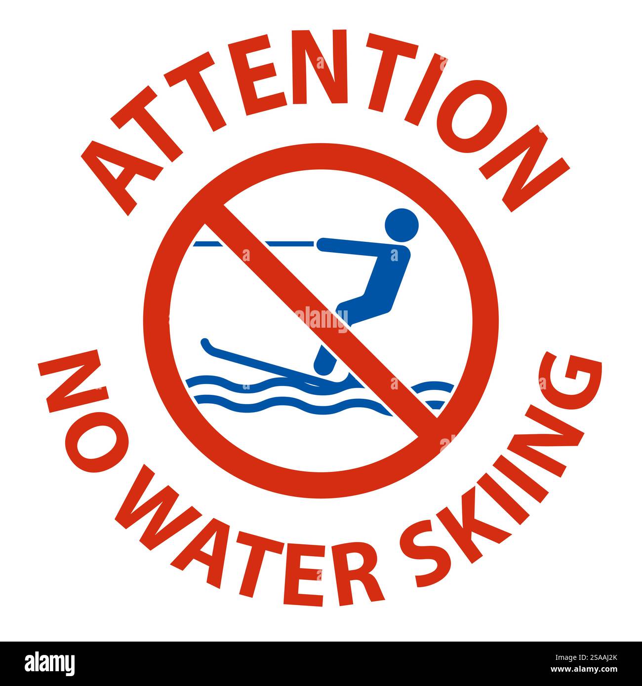 Wassersicherheitsschild Achtung, Kein Wasserski Stock Vektor