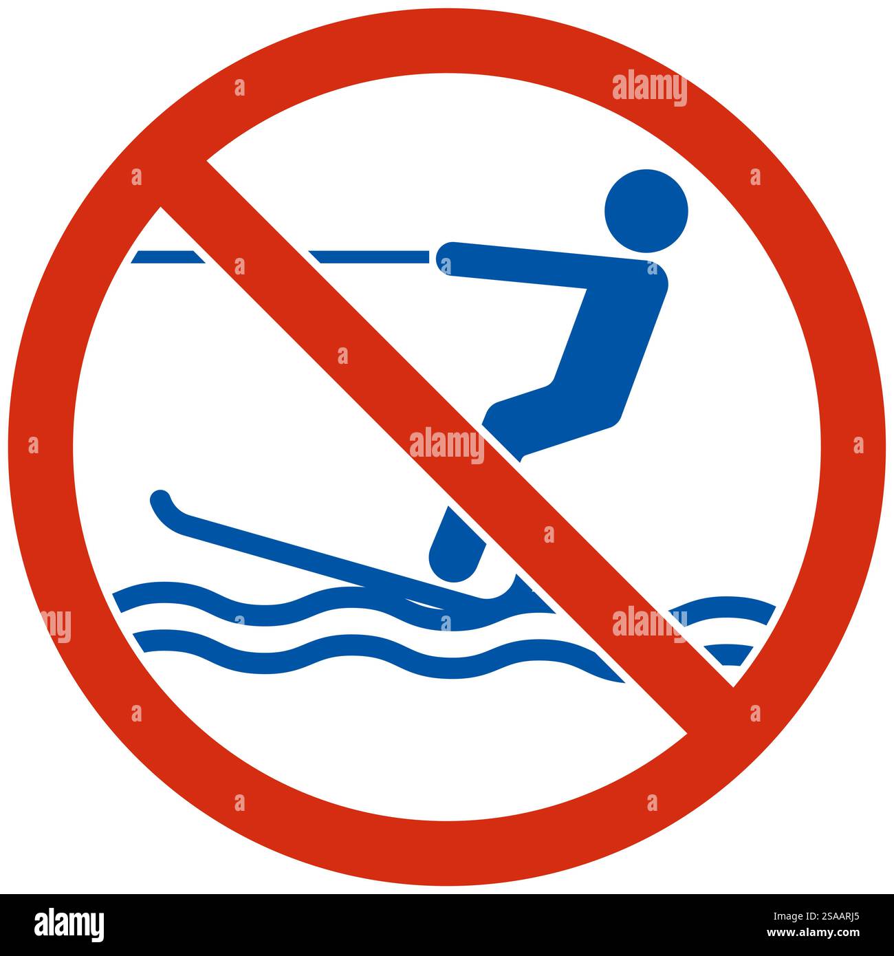 Wassersicherheitsschild Achtung, Kein Wasserski Stock Vektor