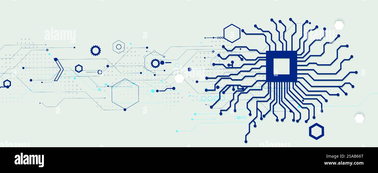 Abstraktes menschliches Gehirn. Künstliche Intelligenz neue Technologie. Futuristischer Hintergrund der Wissenschaft Stock Vektor
