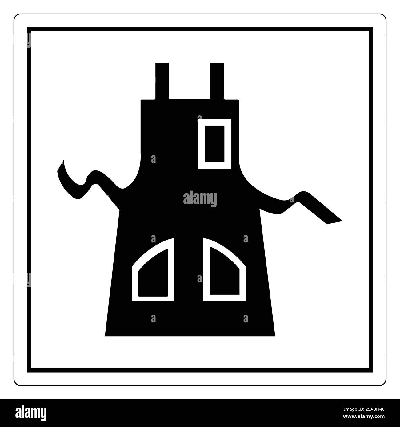 Diese schwarz-weiße Schürze steht für kulinarische Kunst. Sein minimalistisches Design unterstreicht die wesentlichen Aspekte der Kochkleidung und des Lebensstils der Hausmannskost. Stock Vektor