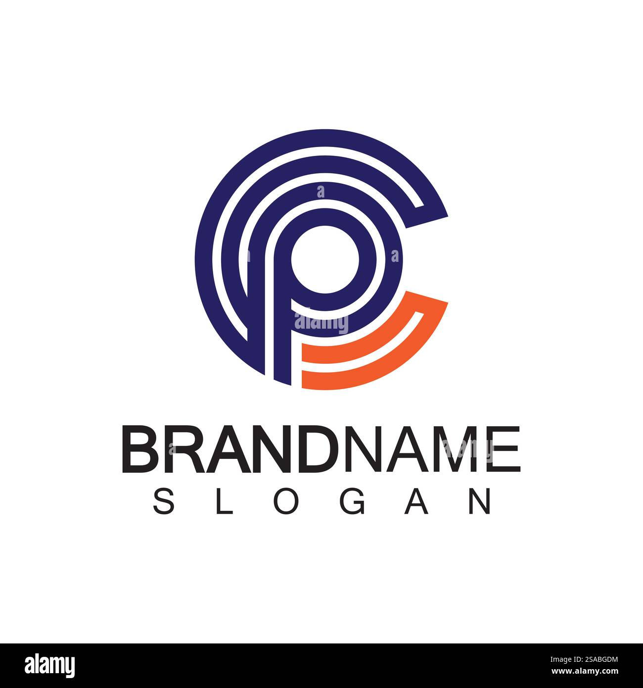 Anfangsbuchstabe Logo cp, pc, p innen c, Monogramm abgerundete Form Stock Vektor