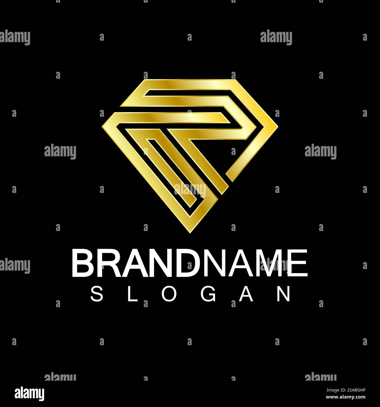 Ein rautenförmiger schwarzer Hintergrund mit dem Buchstaben R. Stock Vektor