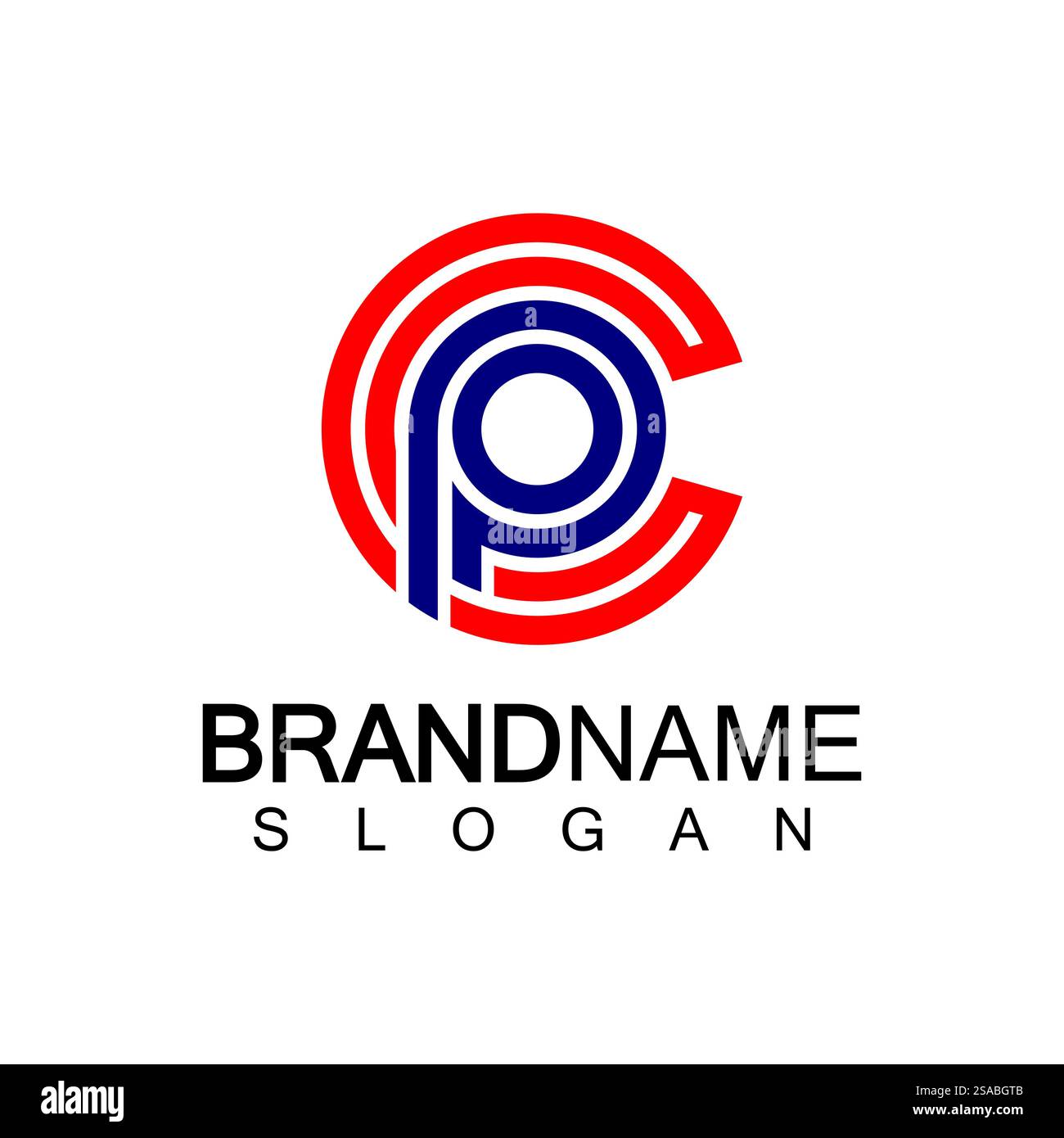 Anfangsbuchstabe Logo cp, pc, p innen c, Monogramm abgerundete Form Stock Vektor