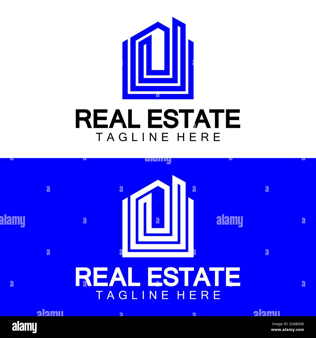 Real Estate Logo Vektor. Logo-Design-Vorlage für Immobilien-Immobilien-Illustration mit minimalistischem Konzept der Haussymbollinie Stock Vektor