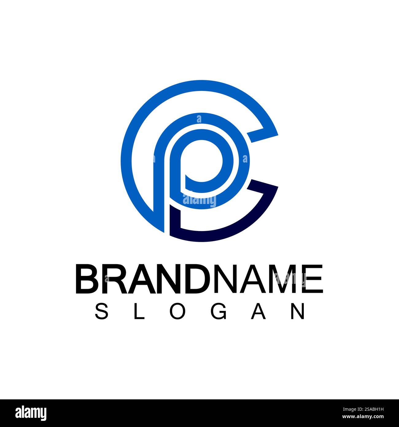 Anfangsbuchstabe Logo cp, pc, p innen c, Monogramm abgerundete Form Stock Vektor