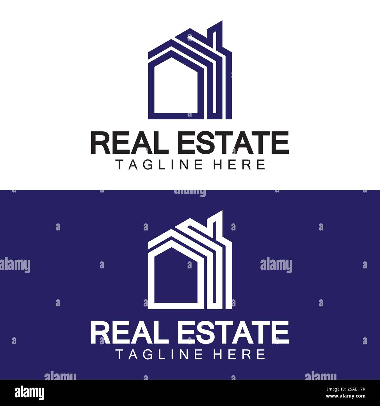 Real Estate Logo Vektor. Logo-Design-Vorlage für Immobilien-Immobilien-Illustration mit minimalistischem Konzept der Haussymbollinie Stock Vektor