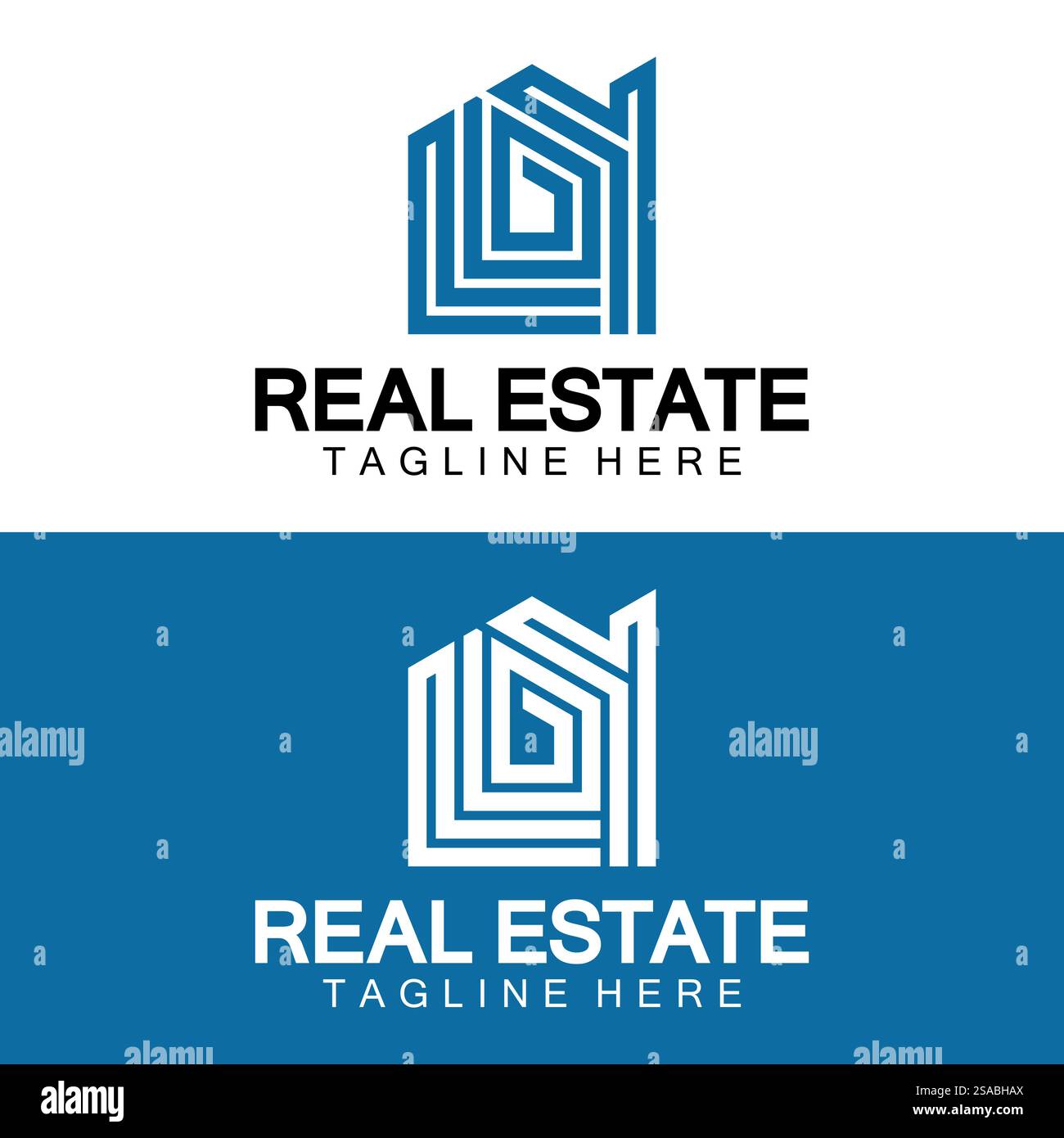 Real Estate Logo Vektor. Logo-Design-Vorlage für Immobilien-Immobilien-Illustration mit minimalistischem Konzept der Haussymbollinie Stock Vektor