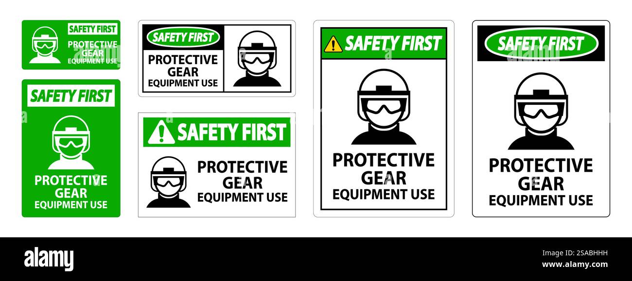 Verwendung von Sicherheits- oder Schutzausrüstung und Ausrüstung Stock Vektor