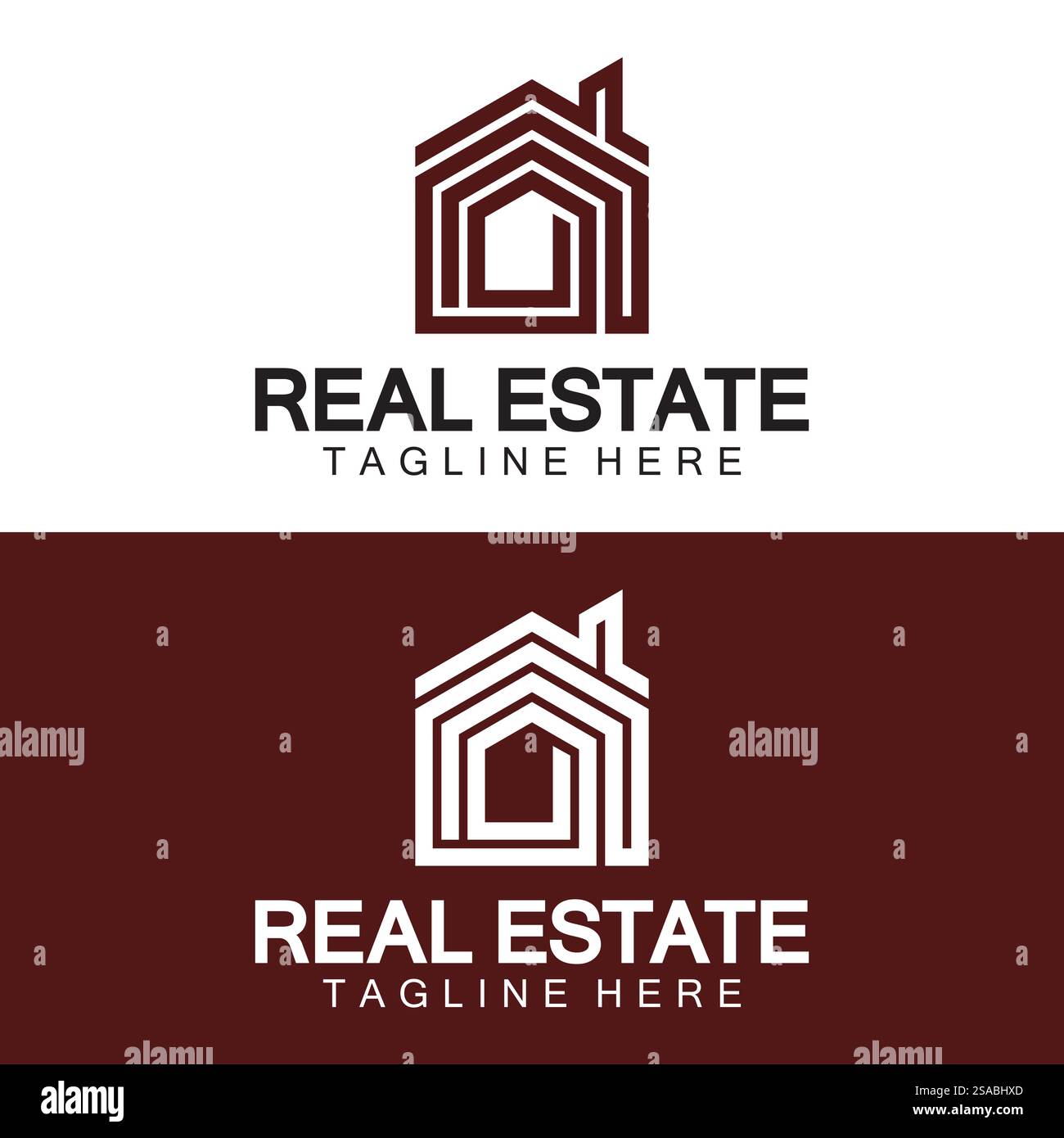 Real Estate Logo Vektor. Logo-Design-Vorlage für Immobilien-Immobilien-Illustration mit minimalistischem Konzept der Haussymbollinie Stock Vektor