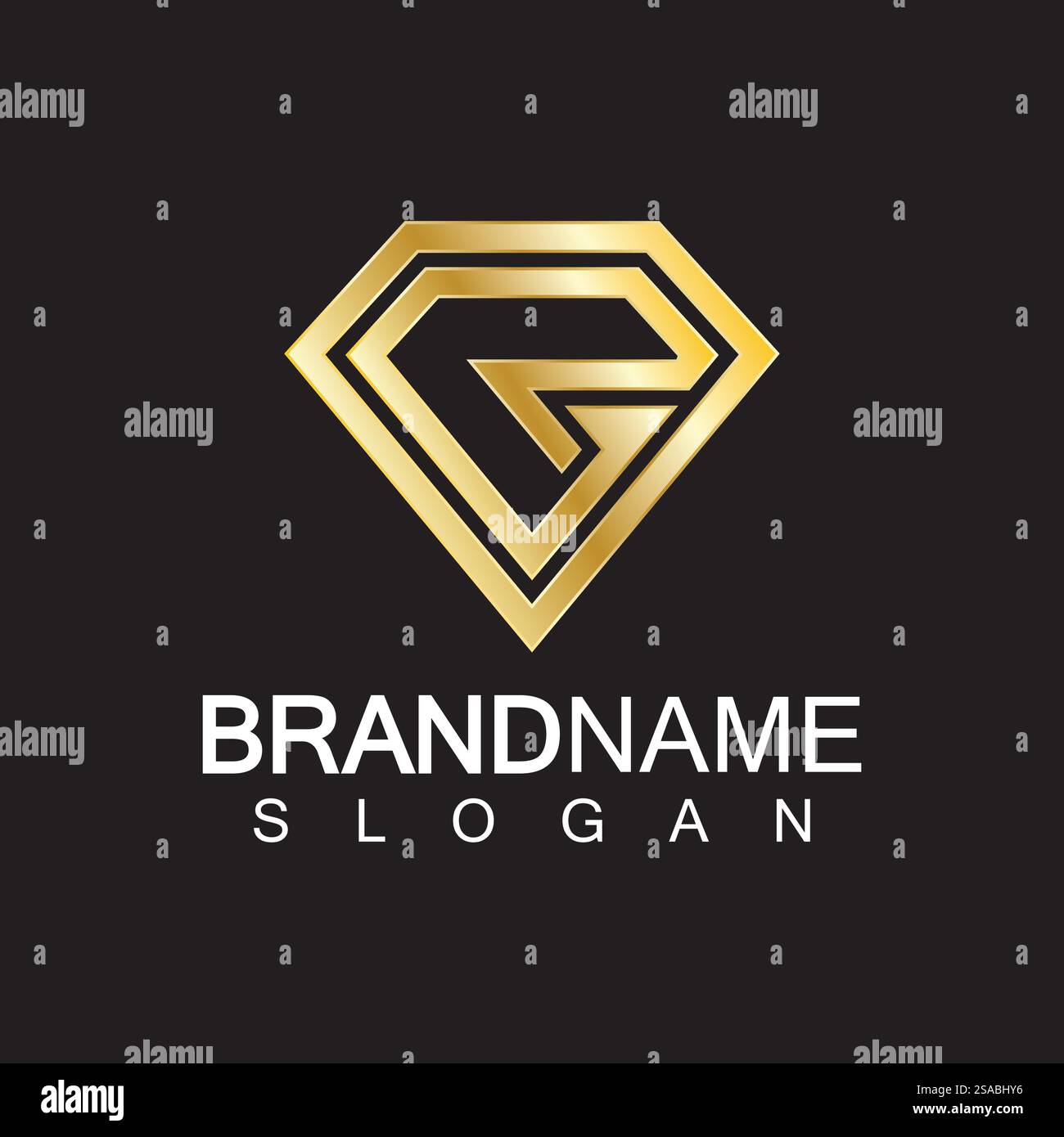 Ein rautenförmiger schwarzer Hintergrund mit dem Buchstaben R. Stock Vektor