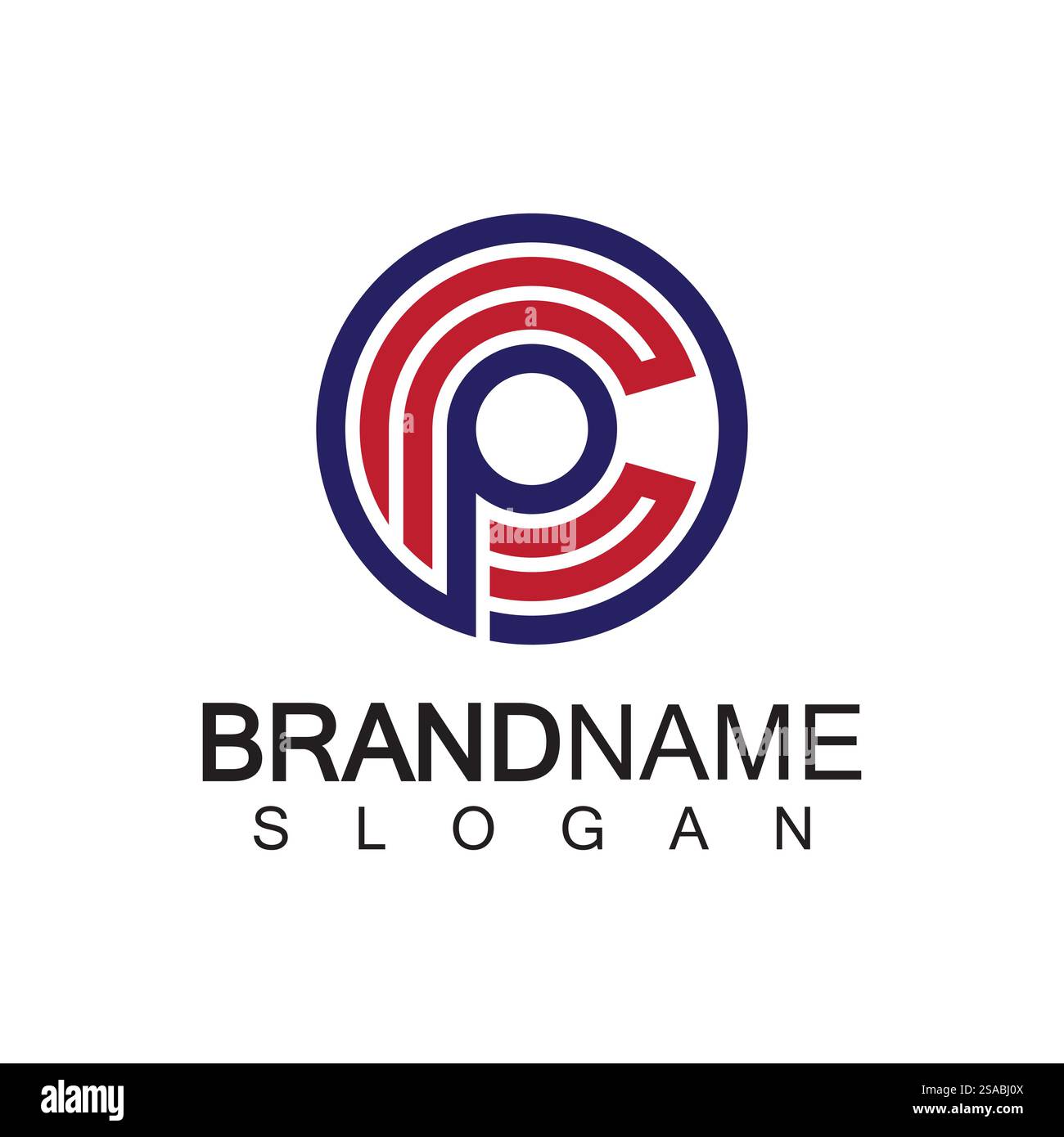 Anfangsbuchstabe Logo cp, pc, p innen c, Monogramm abgerundete Form Stock Vektor