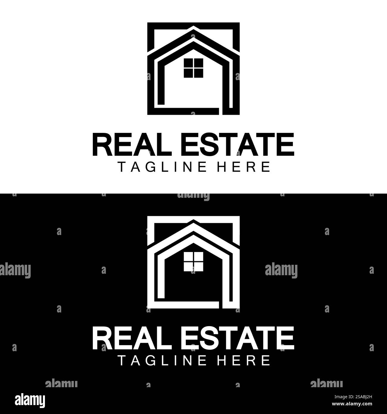 Real Estate Logo Vektor. Logo-Design-Vorlage für Immobilien-Immobilien-Illustration mit minimalistischem Konzept der Haussymbollinie Stock Vektor