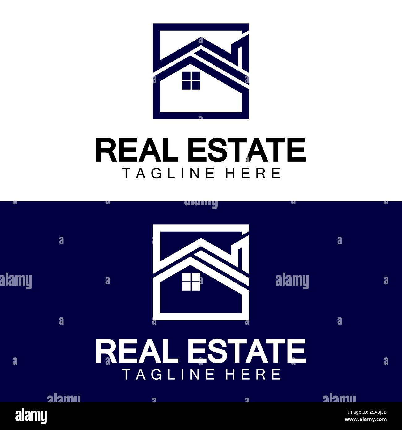 Real Estate Logo Vektor. Logo-Design-Vorlage für Immobilien-Immobilien-Illustration mit minimalistischem Konzept der Haussymbollinie Stock Vektor