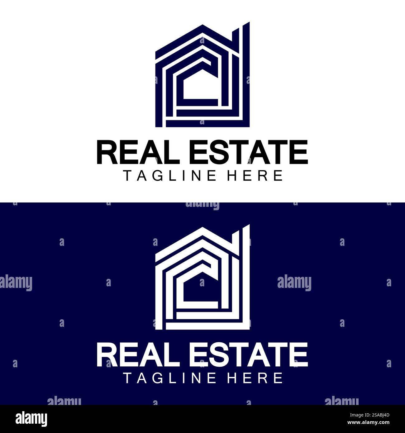 Real Estate Logo Vektor. Logo-Design-Vorlage für Immobilien-Immobilien-Illustration mit minimalistischem Konzept der Haussymbollinie Stock Vektor