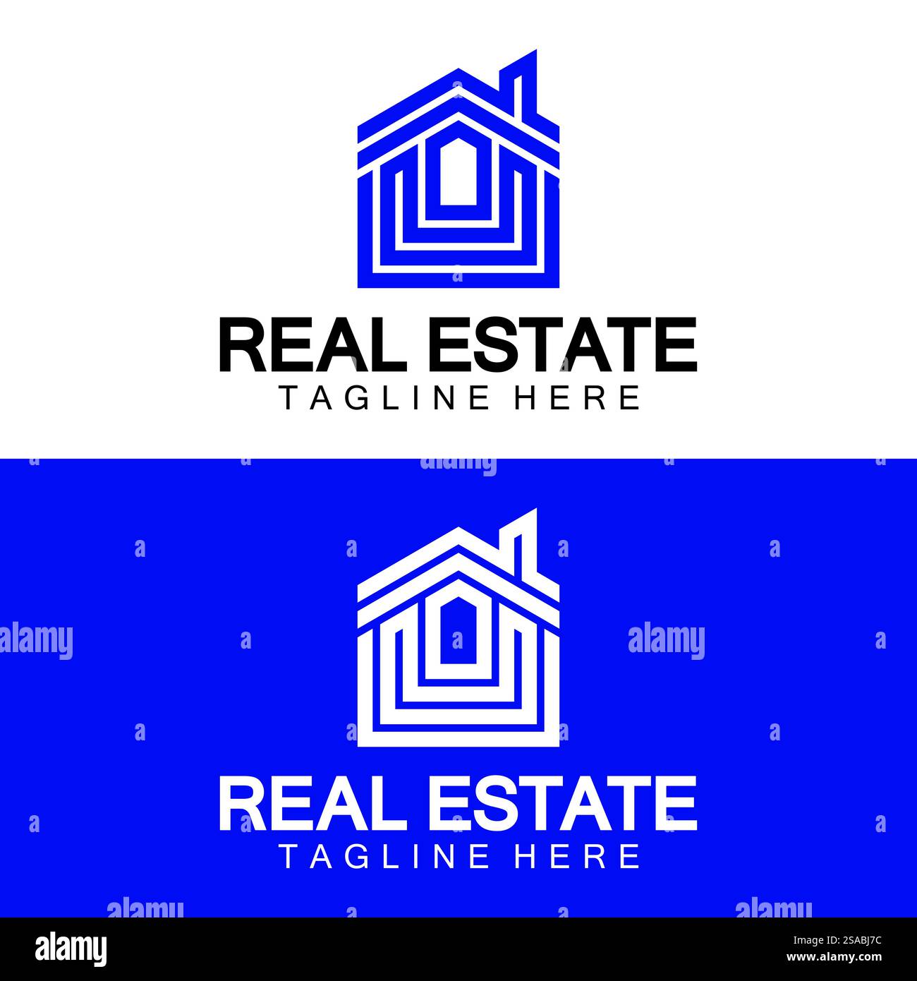 Real Estate Logo Vektor. Logo-Design-Vorlage für Immobilien-Immobilien-Illustration mit minimalistischem Konzept der Haussymbollinie Stock Vektor
