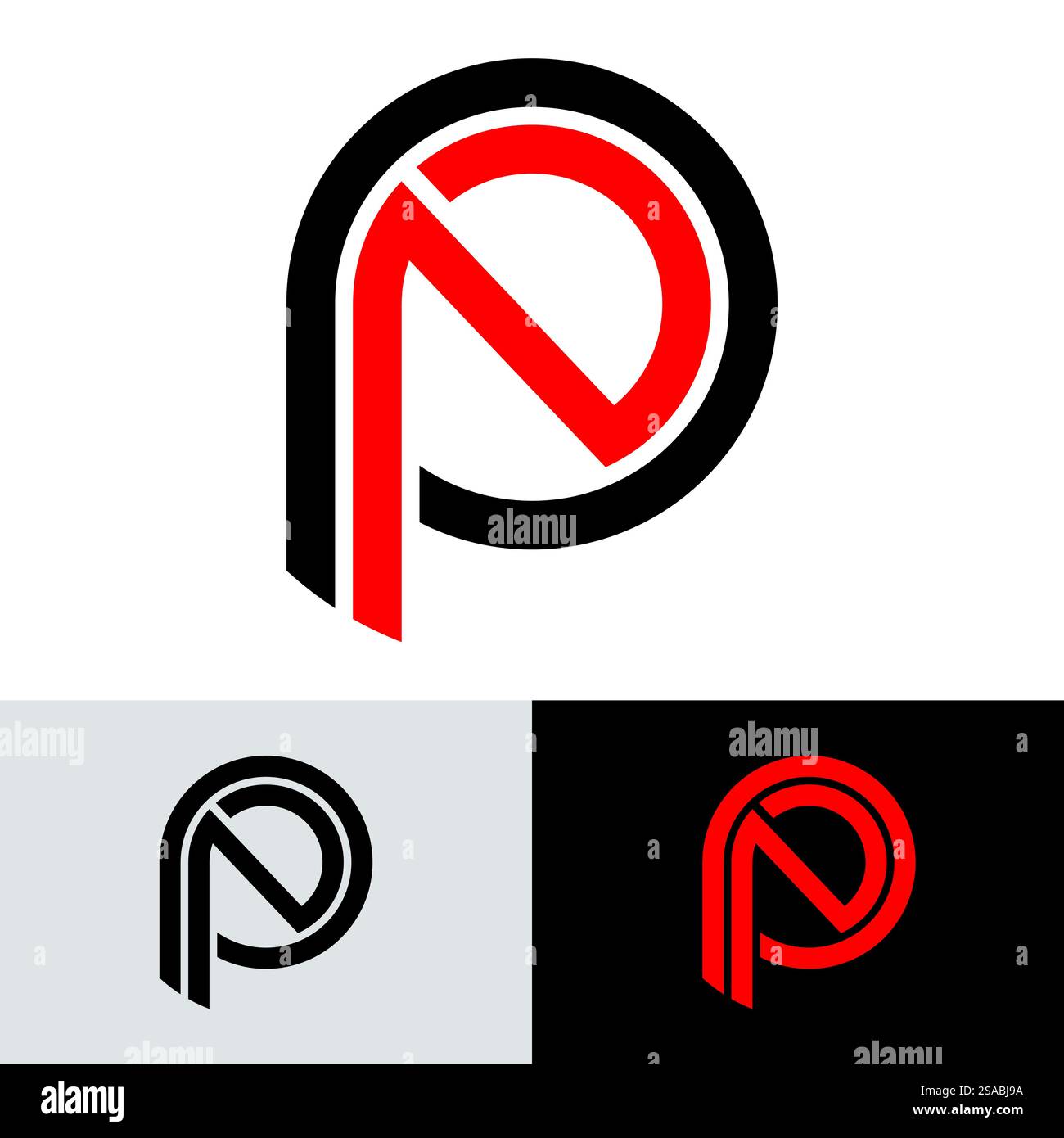 Buchstaben Monogramm-Logo PN, NP, P und N, elegantes und professionelles Letter-Icon-Design Stock Vektor