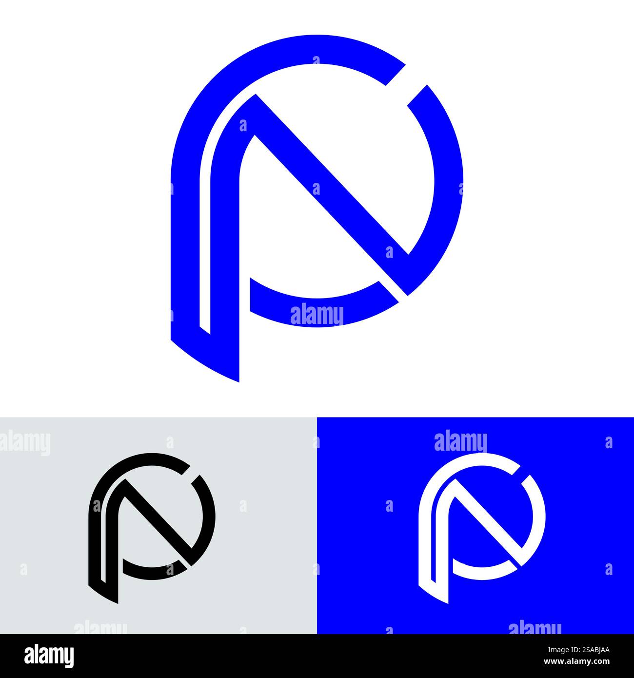 Buchstaben Monogramm-Logo PN, NP, P und N, elegantes und professionelles Letter-Icon-Design Stock Vektor