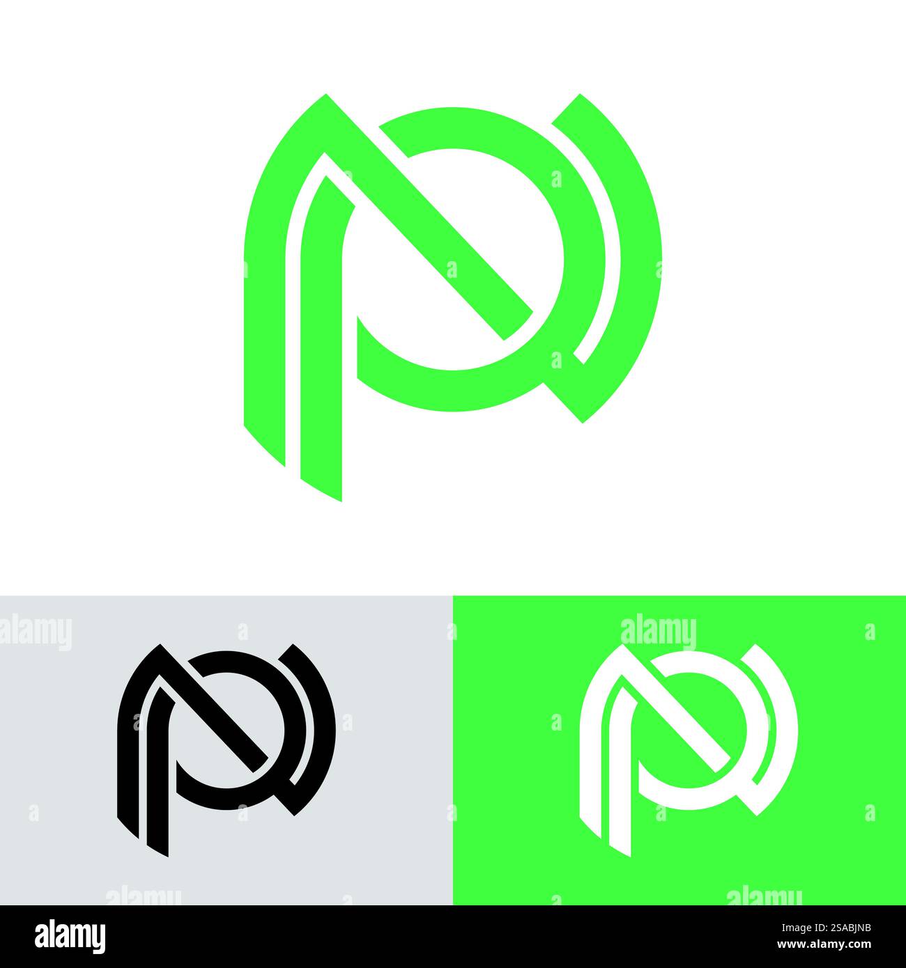 Buchstaben Monogramm-Logo PN, NP, P und N, elegantes und professionelles Letter-Icon-Design Stock Vektor