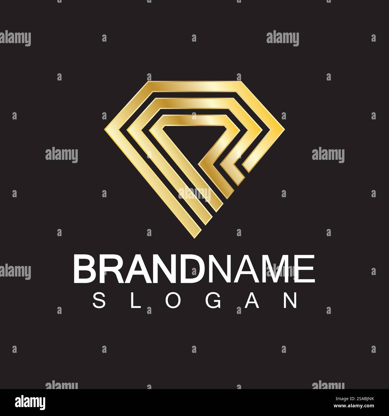 Ein rautenförmiger schwarzer Hintergrund mit dem Buchstaben R. Stock Vektor