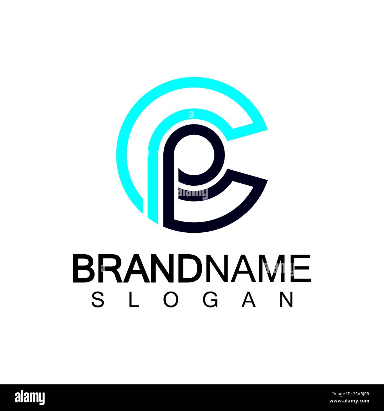 Anfangsbuchstabe Logo cp, pc, p innen c, Monogramm abgerundete Form Stock Vektor