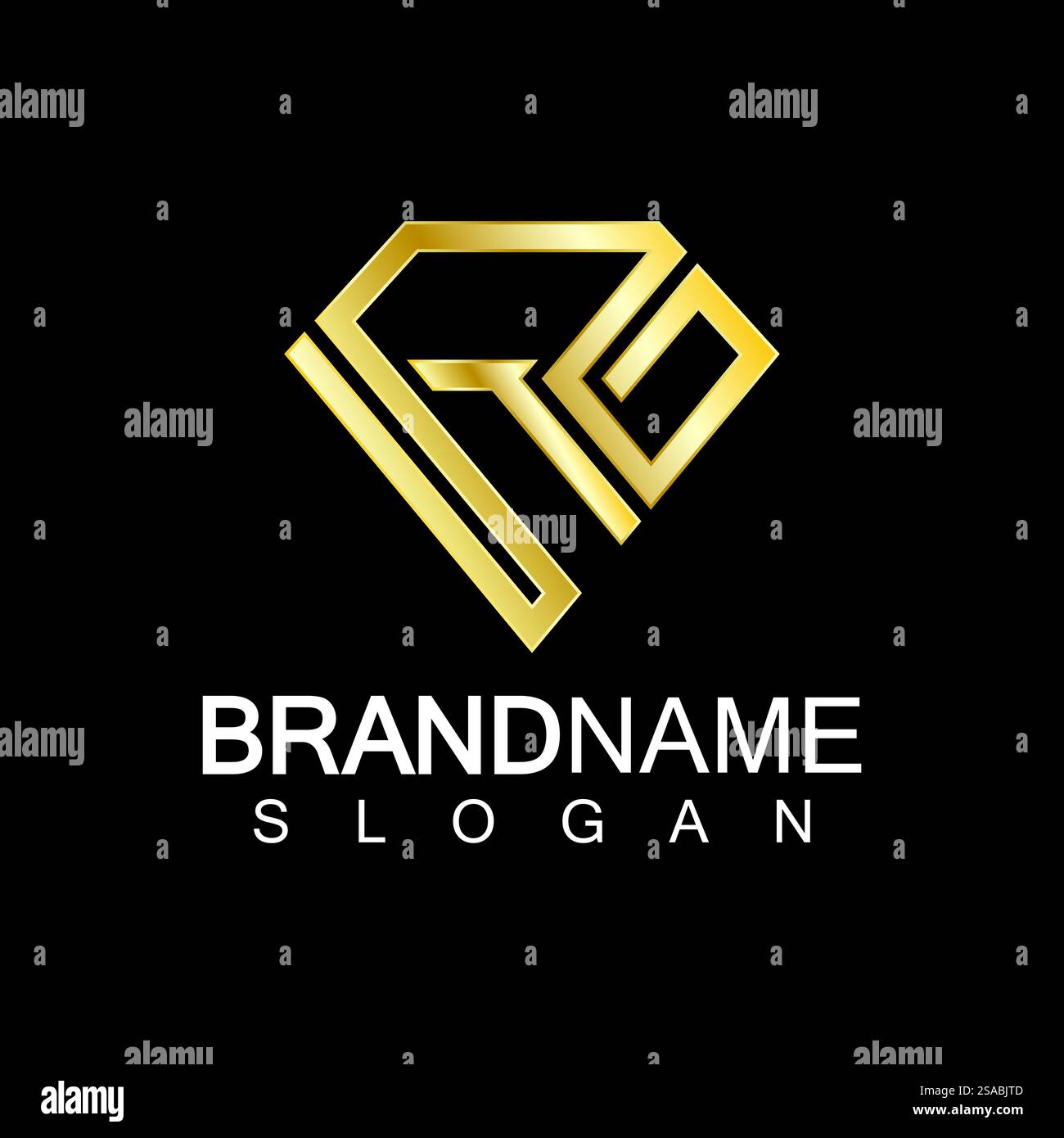 Ein rautenförmiger schwarzer Hintergrund mit dem Buchstaben R. Stock Vektor