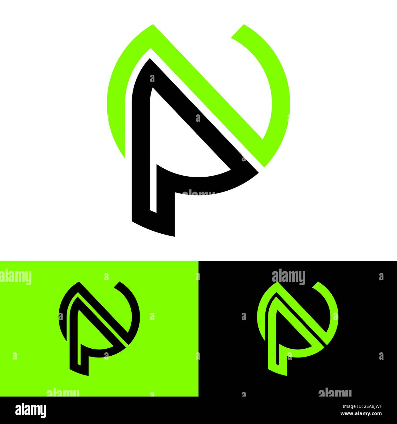 Buchstaben Monogramm-Logo PN, NP, P und N, elegantes und professionelles Letter-Icon-Design Stock Vektor