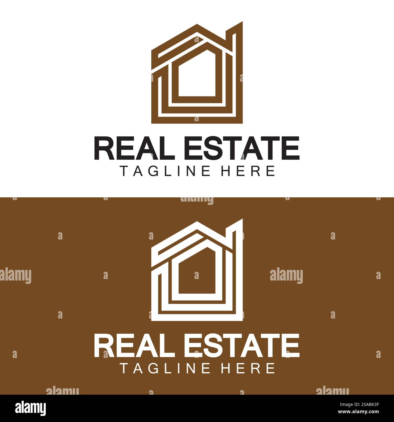 Real Estate Logo Vektor. Logo-Design-Vorlage für Immobilien-Immobilien-Illustration mit minimalistischem Konzept der Haussymbollinie Stock Vektor