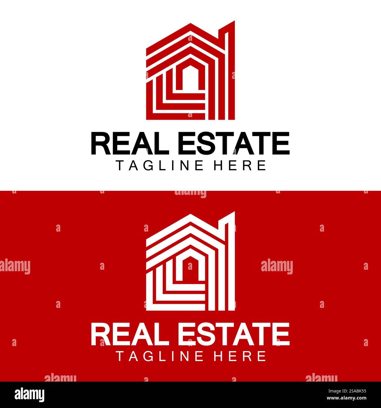 Real Estate Logo Vektor. Logo-Design-Vorlage für Immobilien-Immobilien-Illustration mit minimalistischem Konzept der Haussymbollinie Stock Vektor