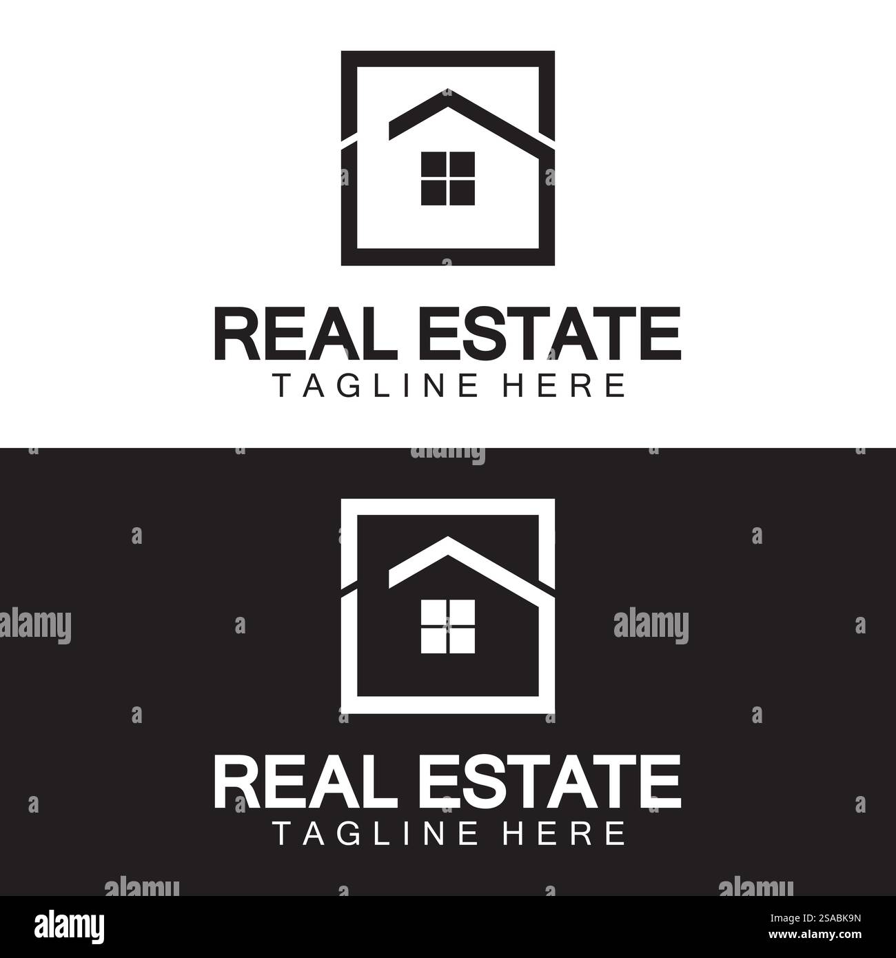 Real Estate Logo Vektor. Logo-Design-Vorlage für Immobilien-Immobilien-Illustration mit minimalistischem Konzept der Haussymbollinie Stock Vektor