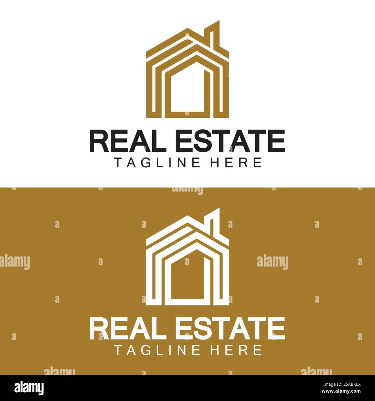 Real Estate Logo Vektor. Logo-Design-Vorlage für Immobilien-Immobilien-Illustration mit minimalistischem Konzept der Haussymbollinie Stock Vektor