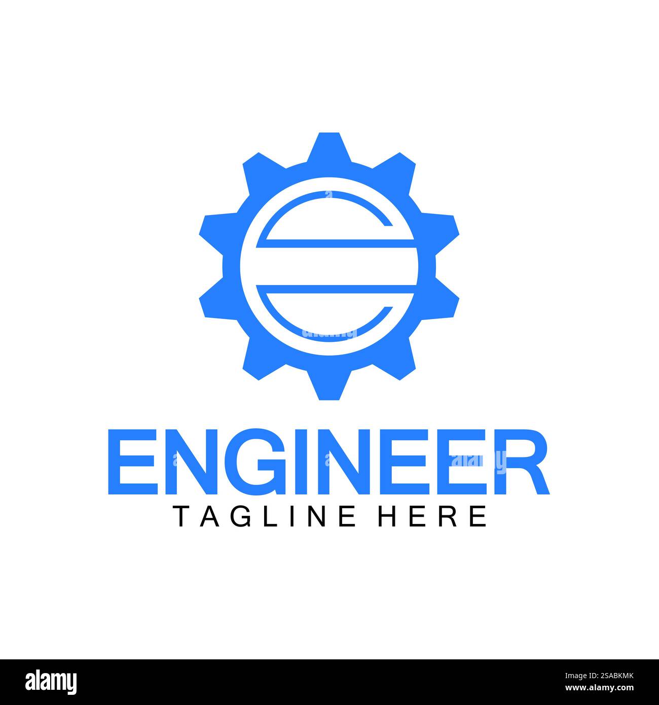 Design des Engineer Logos, Logo des Letter E Gear, Logo des Engineers mit Buchstabe E und Gear-Elementen Stock Vektor