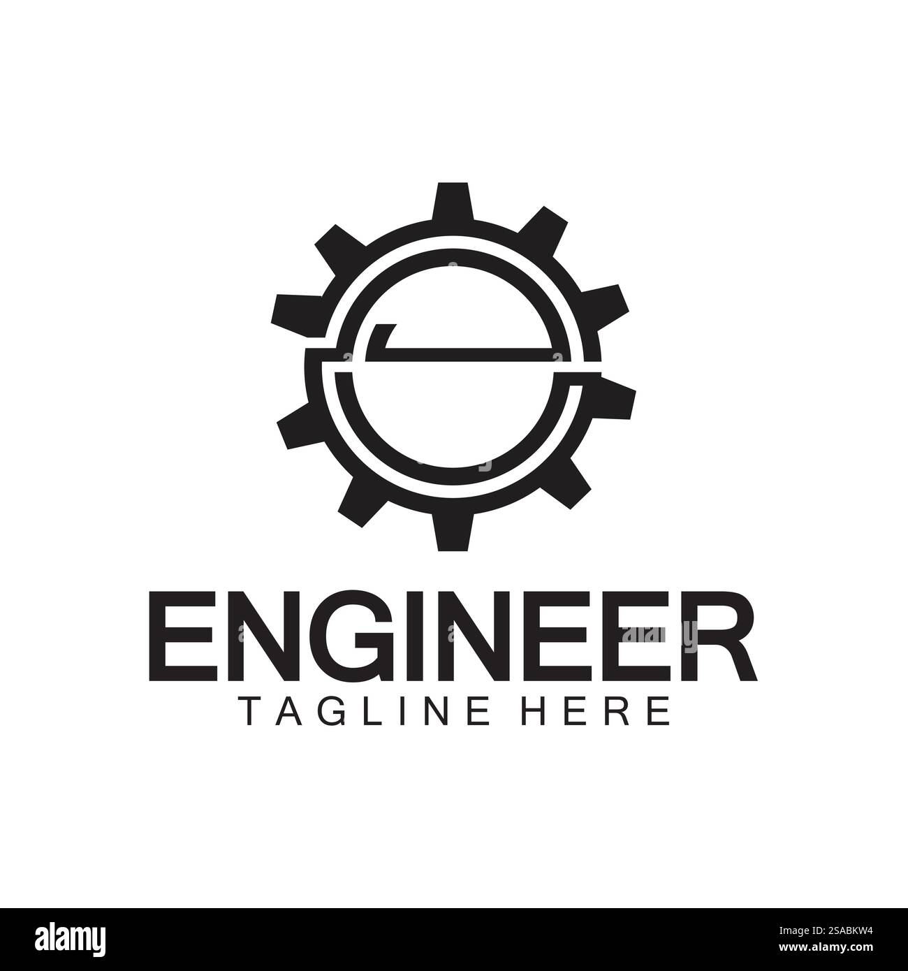 Design des Engineer Logos, Logo des Letter E Gear, Logo des Engineers mit Buchstabe E und Gear-Elementen Stock Vektor