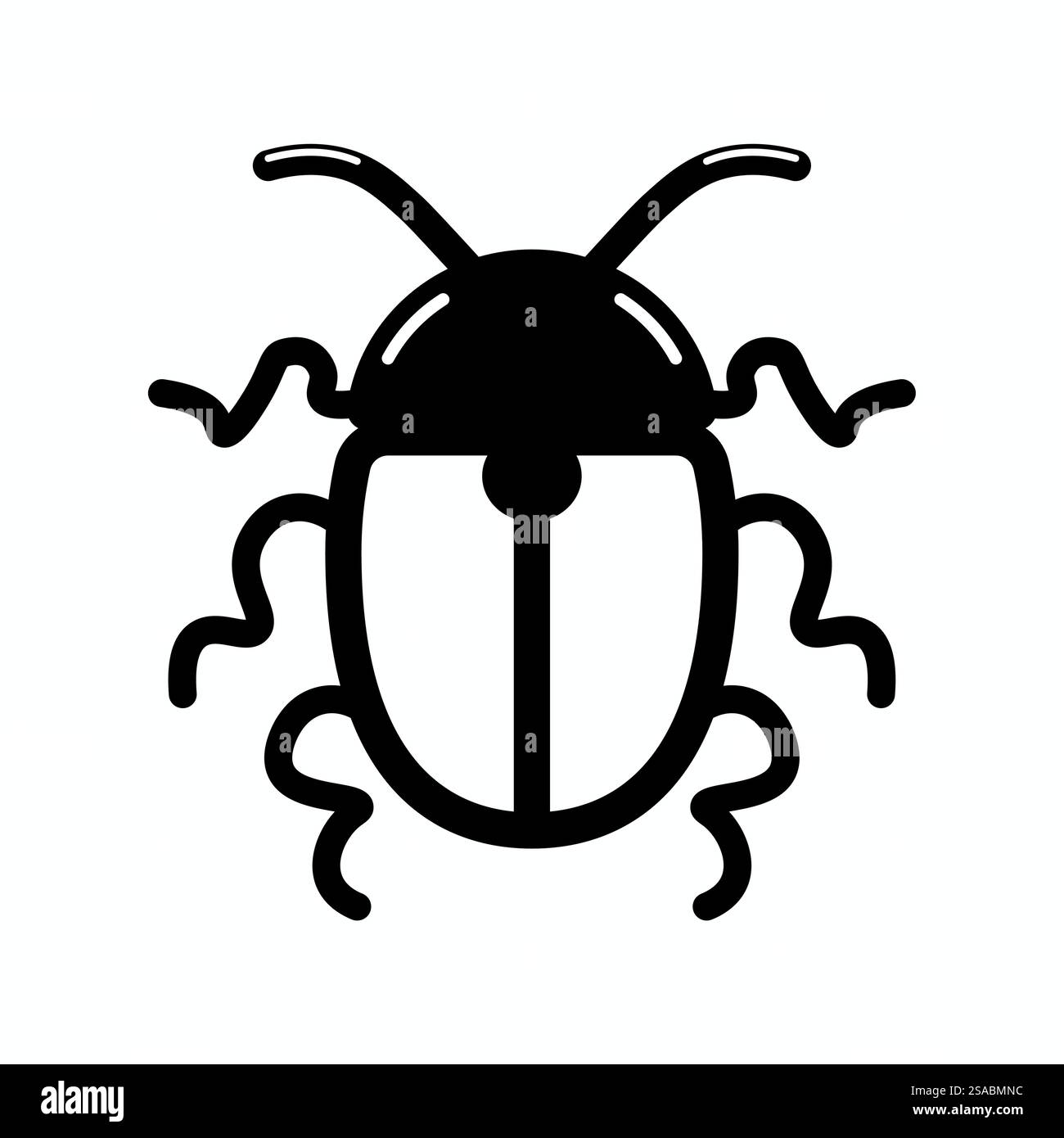 Diese einfache schwarze Käfer-Illustration zeigt ein klares Design auf weißem Hintergrund. Ideal für Projekte im Zusammenhang mit Natur, Wissenschaft und Ökologie. Stock Vektor