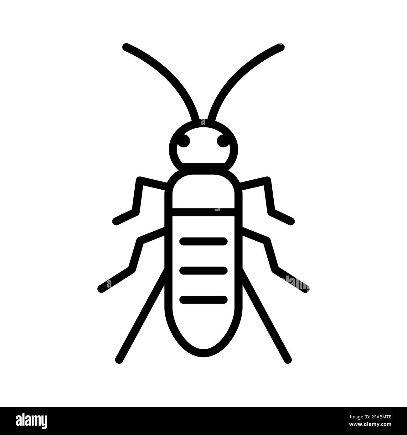 Eine minimalistische Kontur eines Insekts, geeignet für Lehrmaterialien in Biologie und Entomologie, ideal für den Unterricht oder wissenschaftliche Illustrationen. Stock Vektor