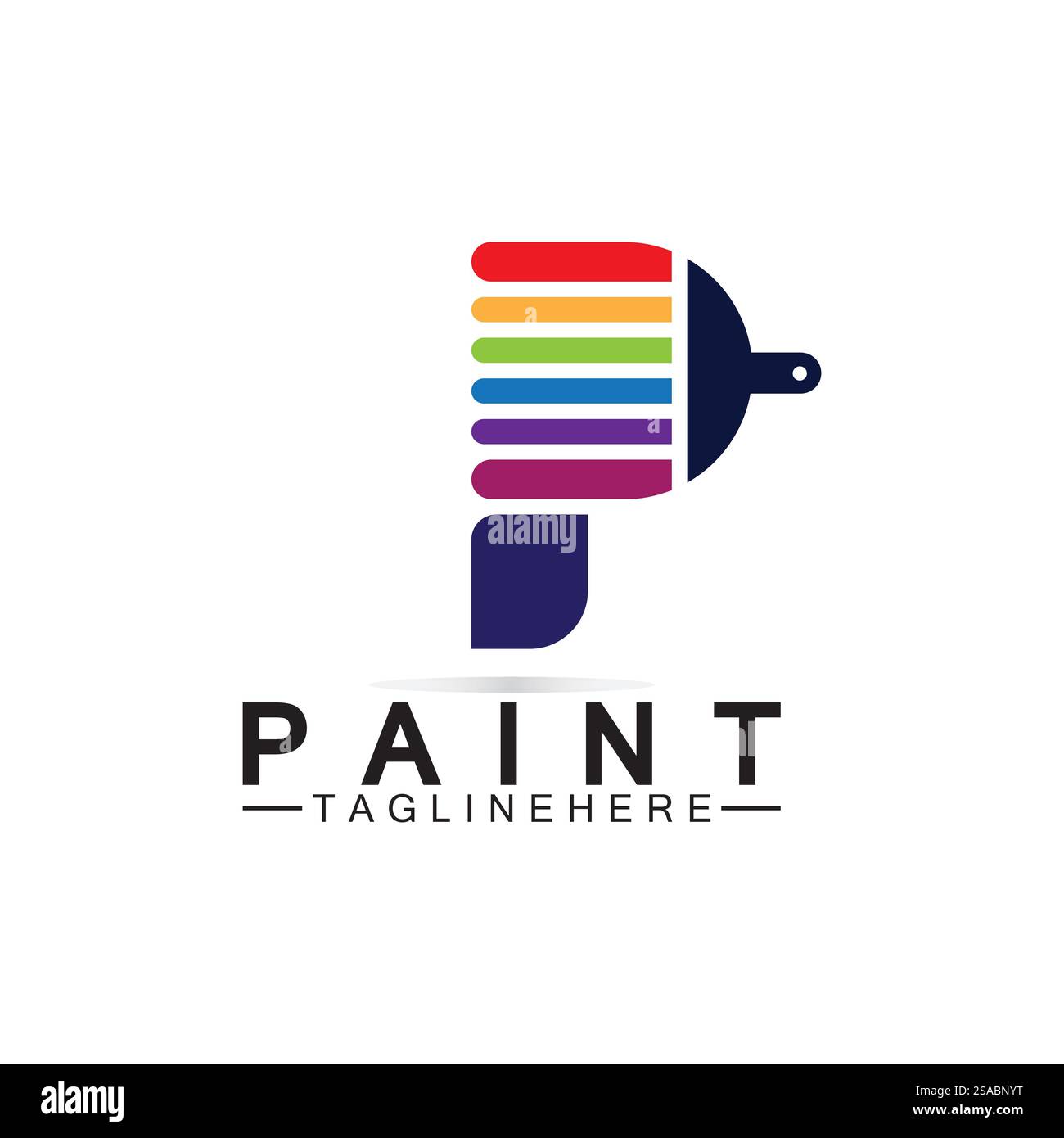 Buchstabe P mit Pinselsymbol für die Vektorvorlage des Logo-Konzepts. Stock Vektor