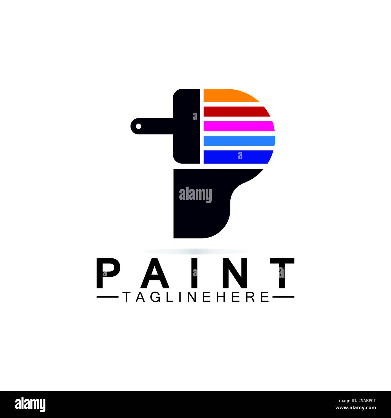 Buchstabe P mit Pinselsymbol für die Vektorvorlage des Logo-Konzepts. Stock Vektor